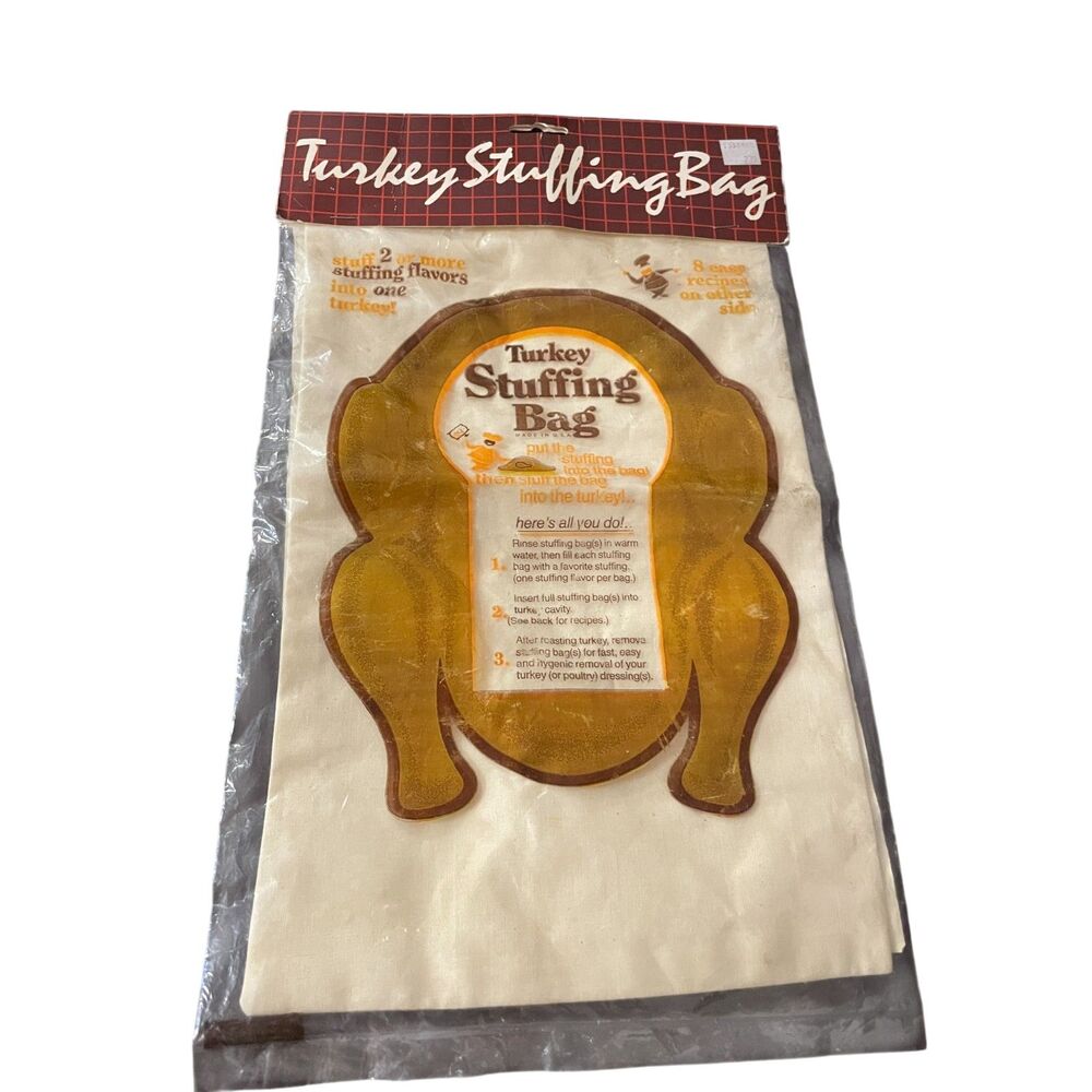 Vintage Turkey Stuffing Bags Clipper Mill Set of 2 Cotton Reusable Cooking Bags